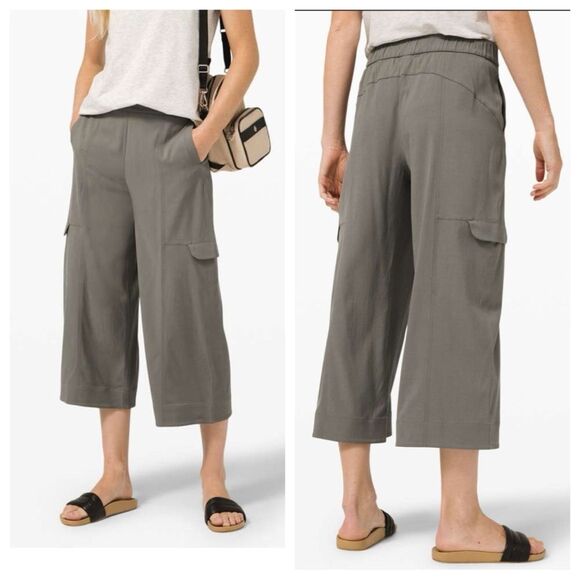 Lululemon Metropolis Maven High Rise wide leg Crop pant In gray sage size 4 - Picture 1 of 13